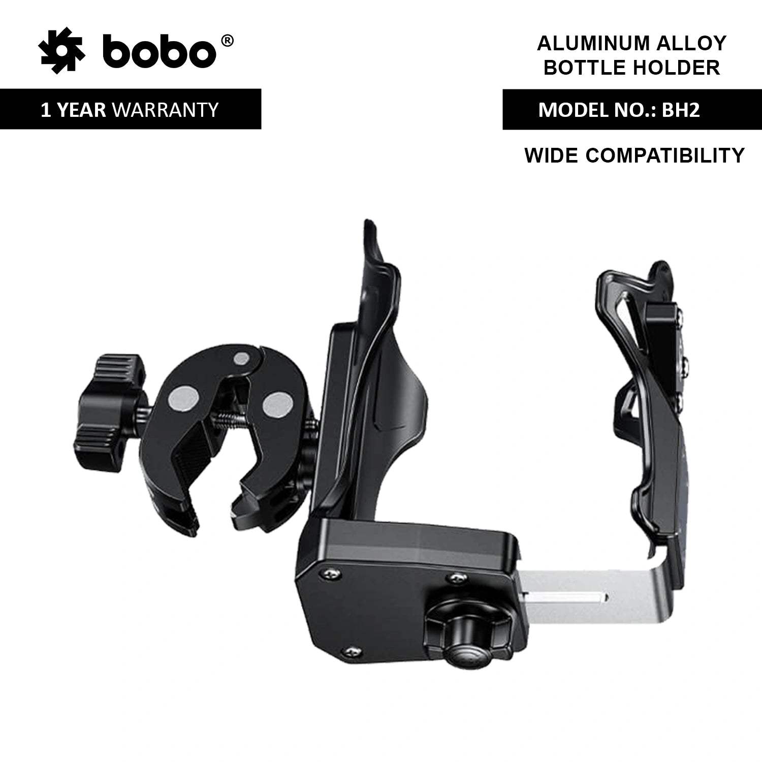 BOBO BH2 Universal Motorcycle Bottle Holder, Black