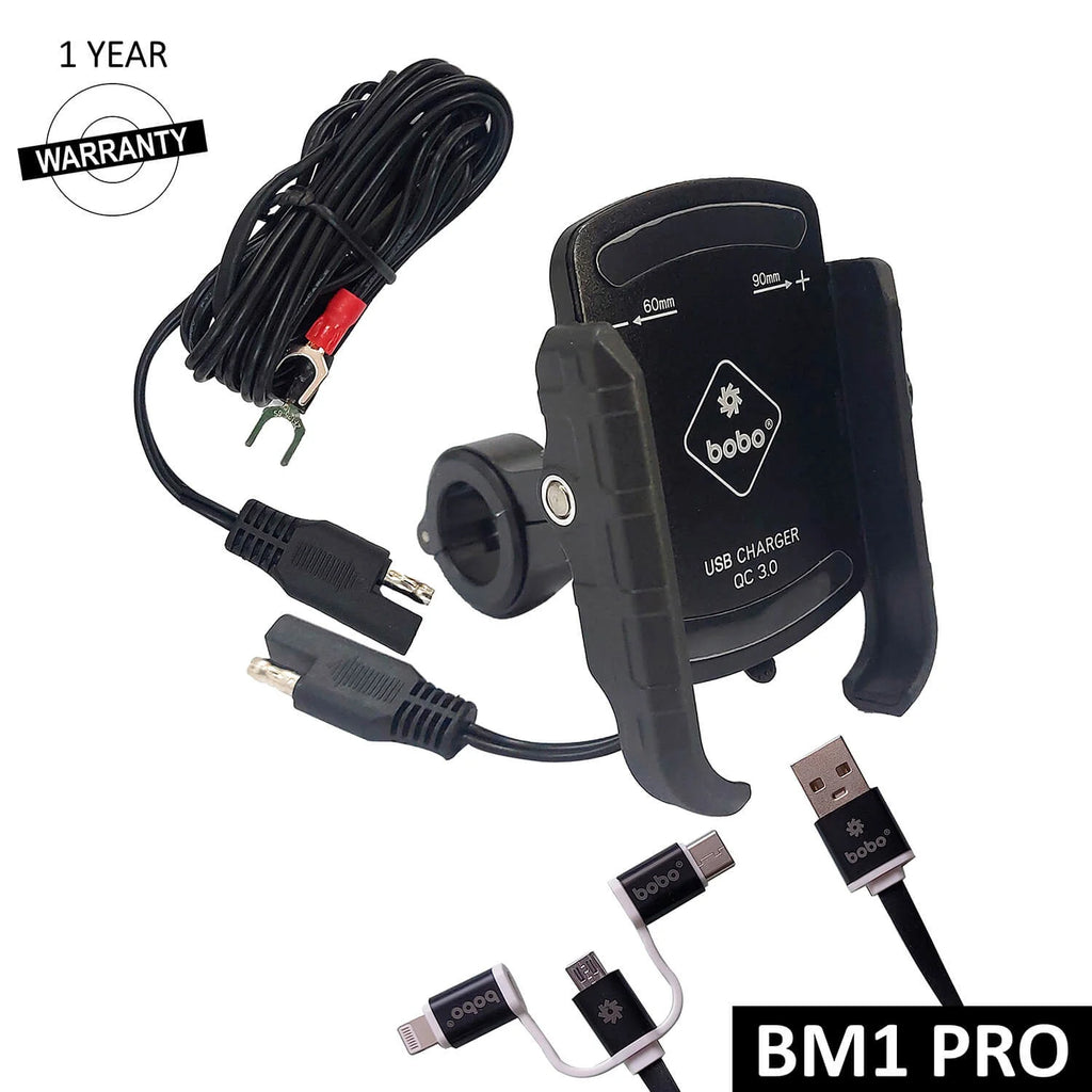 BOBO BM1 PRO Phone Holder with USB 3.0 Charger & SAE Connector