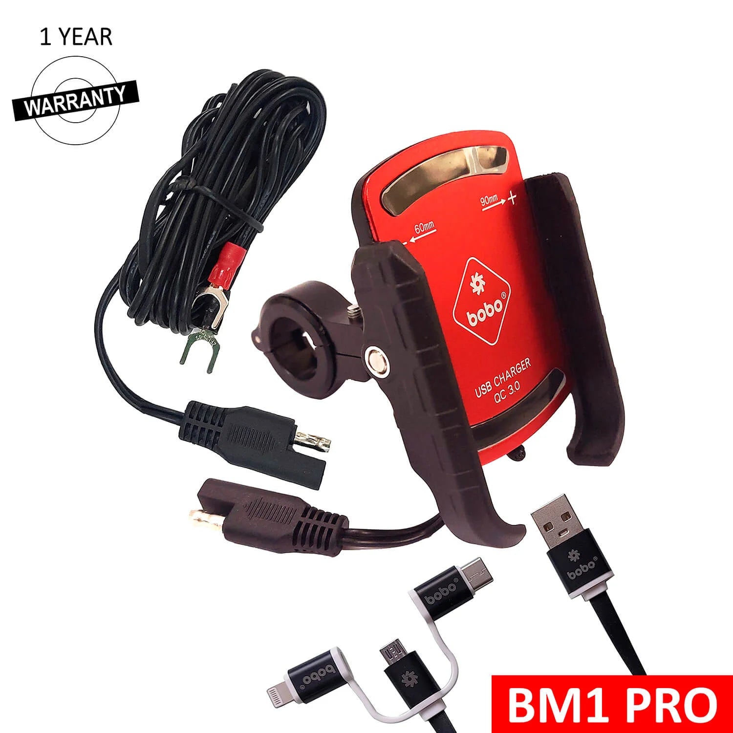 BOBO BM1 PRO Phone Holder with USB 3.0 Charger & SAE Connector