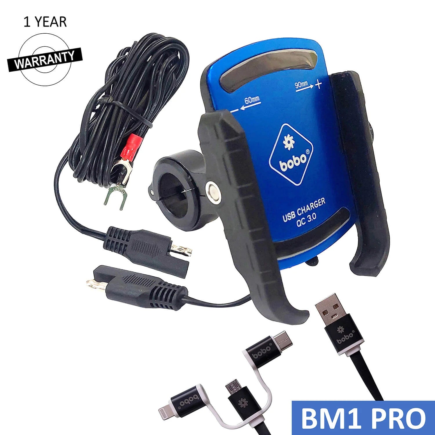 BOBO BM1 PRO Phone Holder with USB 3.0 Charger & SAE Connector