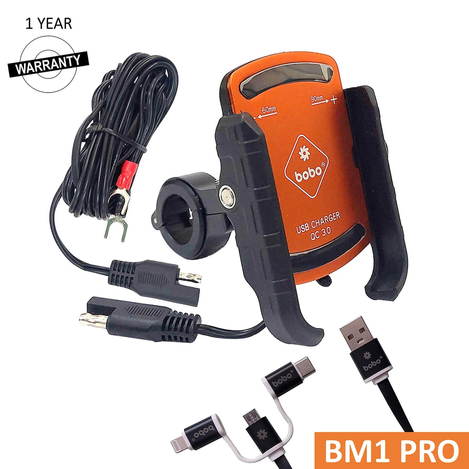 BOBO BM1 PRO Phone Holder with USB 3.0 Charger & SAE Connector