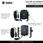 BOBO BM1 PRO PLUS Phone Holder with Vibration Damper & USB 3.0 Charger