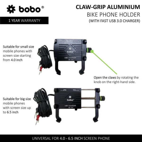 BOBO BM5 Aluminium Phone Holder With Fast USB 3.0 Charger