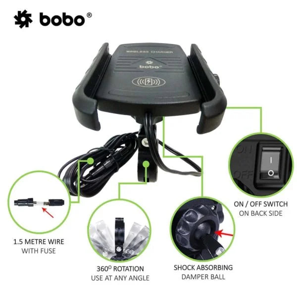 BOBO BM6 Phone Holder with Fast 15W Wireless Charger