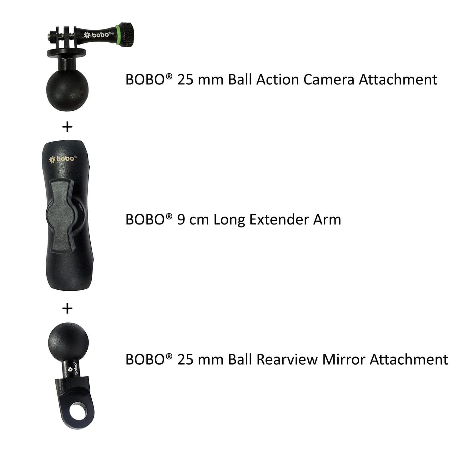 BOBO Extension Arm Accessory for Motorcycle Camera Mounts
BOBO BM9H Action Camera Mount with Rearview Mirror Attachment