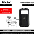 BOBO BM11H PRO Fully Waterproof Bike Phone Holder with Vibration Controller with Fast 15W Wireless & USB-C Charger