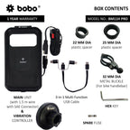 BOBO BM11H PRO Fully Waterproof Bike Phone Holder with Vibration Controller with Fast 15W Wireless & USB-C Charger
