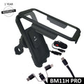 BOBO BM11H PRO Fully Waterproof Bike Phone Holder with Vibration Controller with Fast 15W Wireless & USB-C Charger