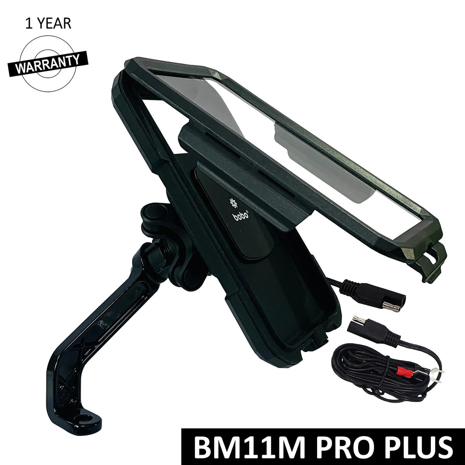 BOBO BM11H/M PRO PLUS Fully Waterproof Bike Phone Holder with PRO PLUS Vibration Damper with Fast 15W Wireless & USB-C Charger