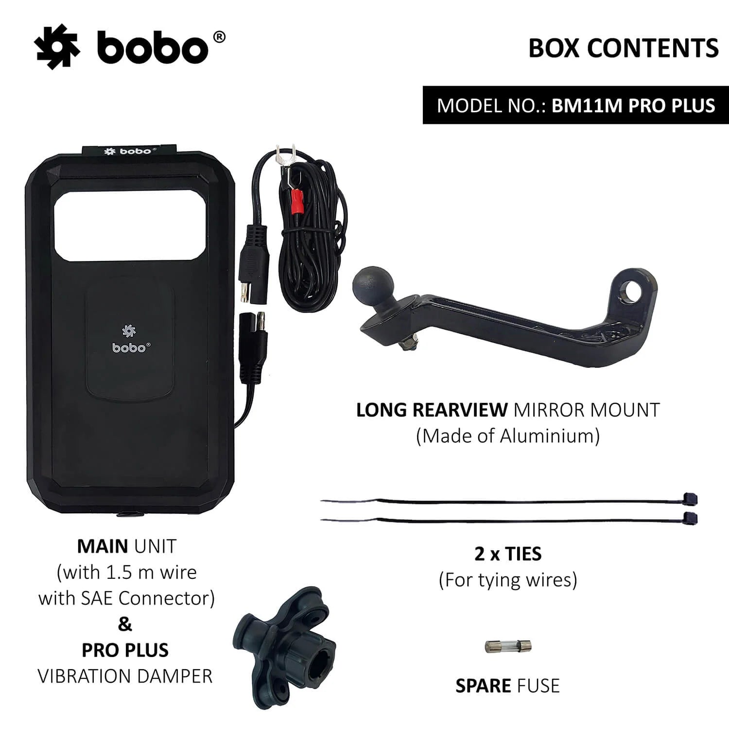 BOBO BM11H/M PRO PLUS Fully Waterproof Bike Phone Holder with PRO PLUS Vibration Damper with Fast 15W Wireless & USB-C Charger