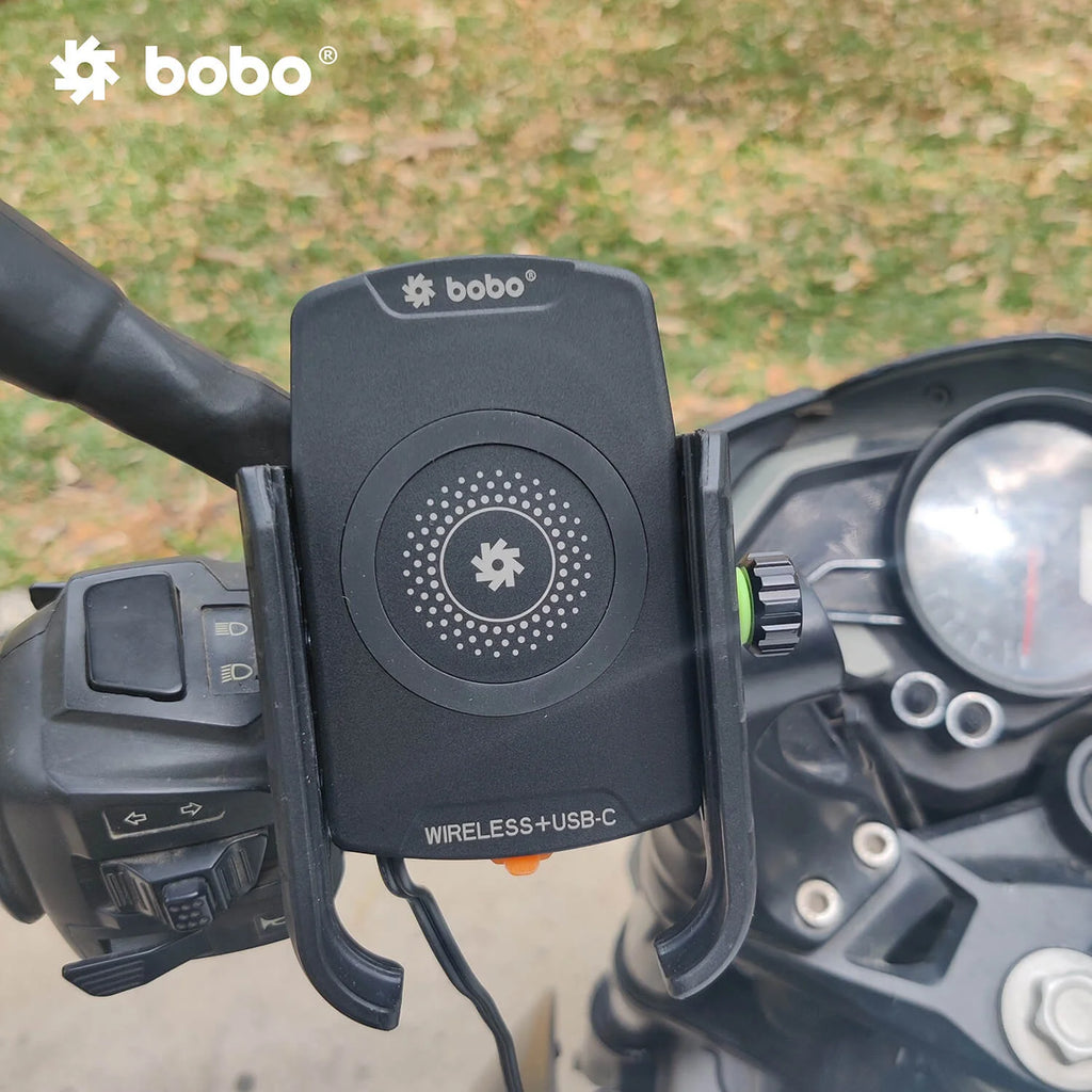 BOBO BM12 Bike Phone Holder with Fast 15W Wireless & USB-C Charger