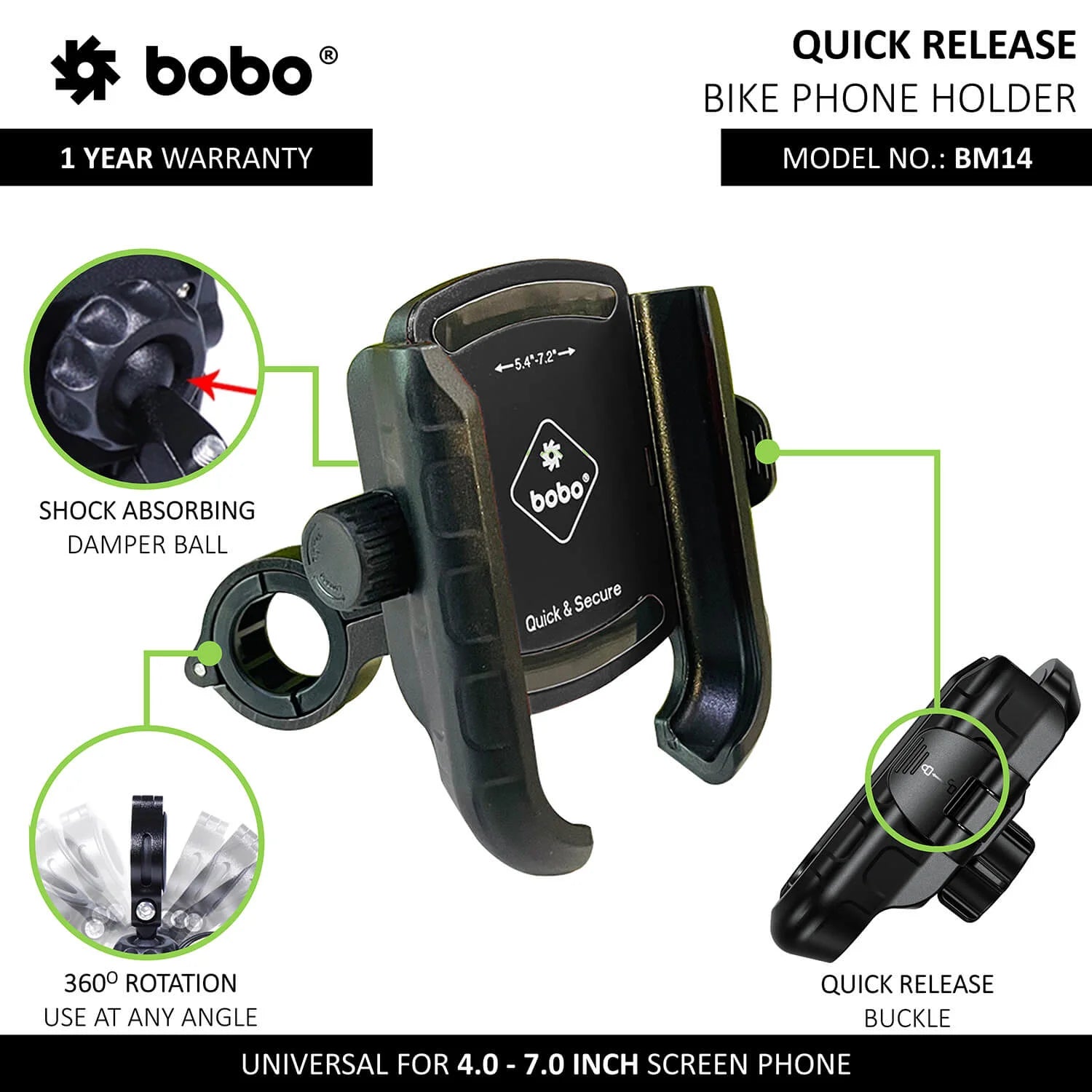 BOBO BM14 Bike Phone Holder with Quick Release
