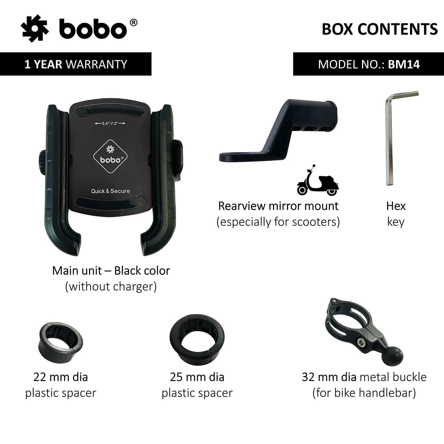 BOBO BM14 Bike Phone Holder with Quick Release