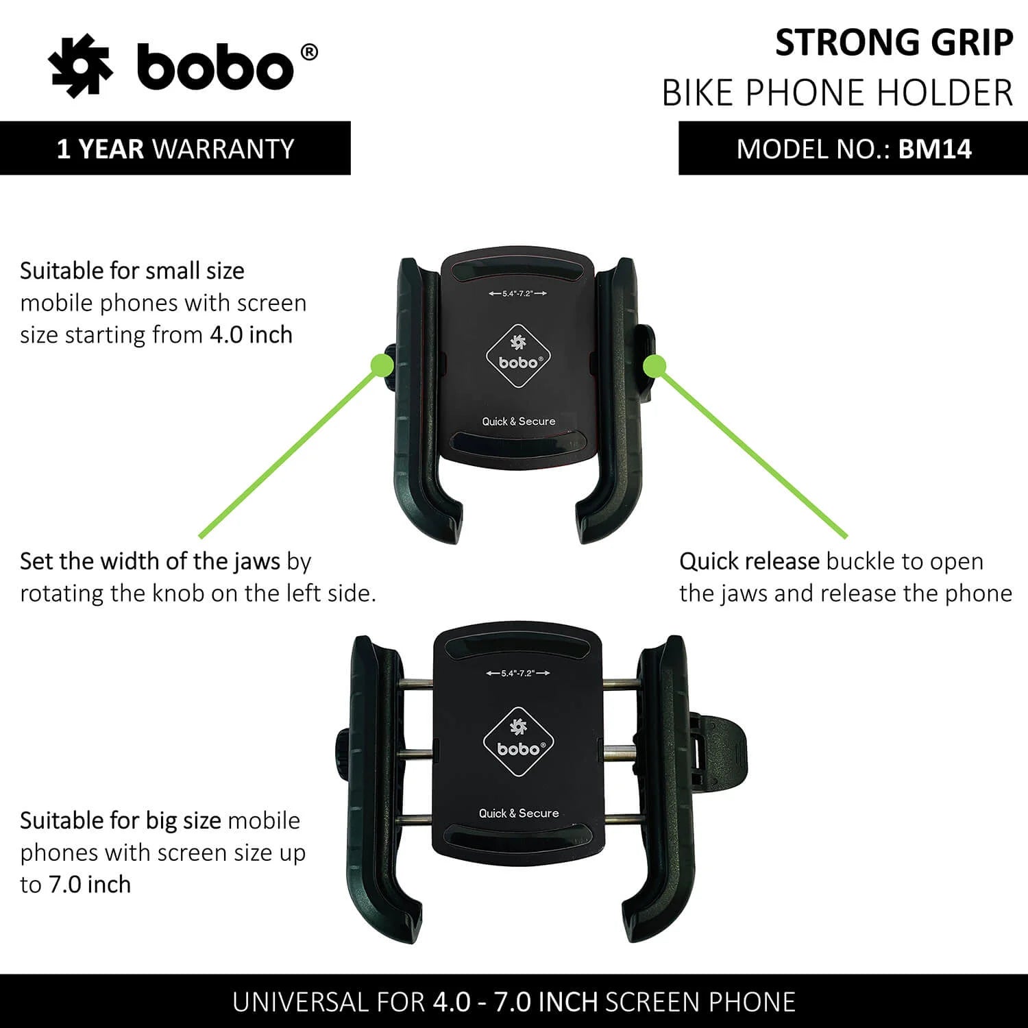 BOBO BM14 Bike Phone Holder with Quick Release