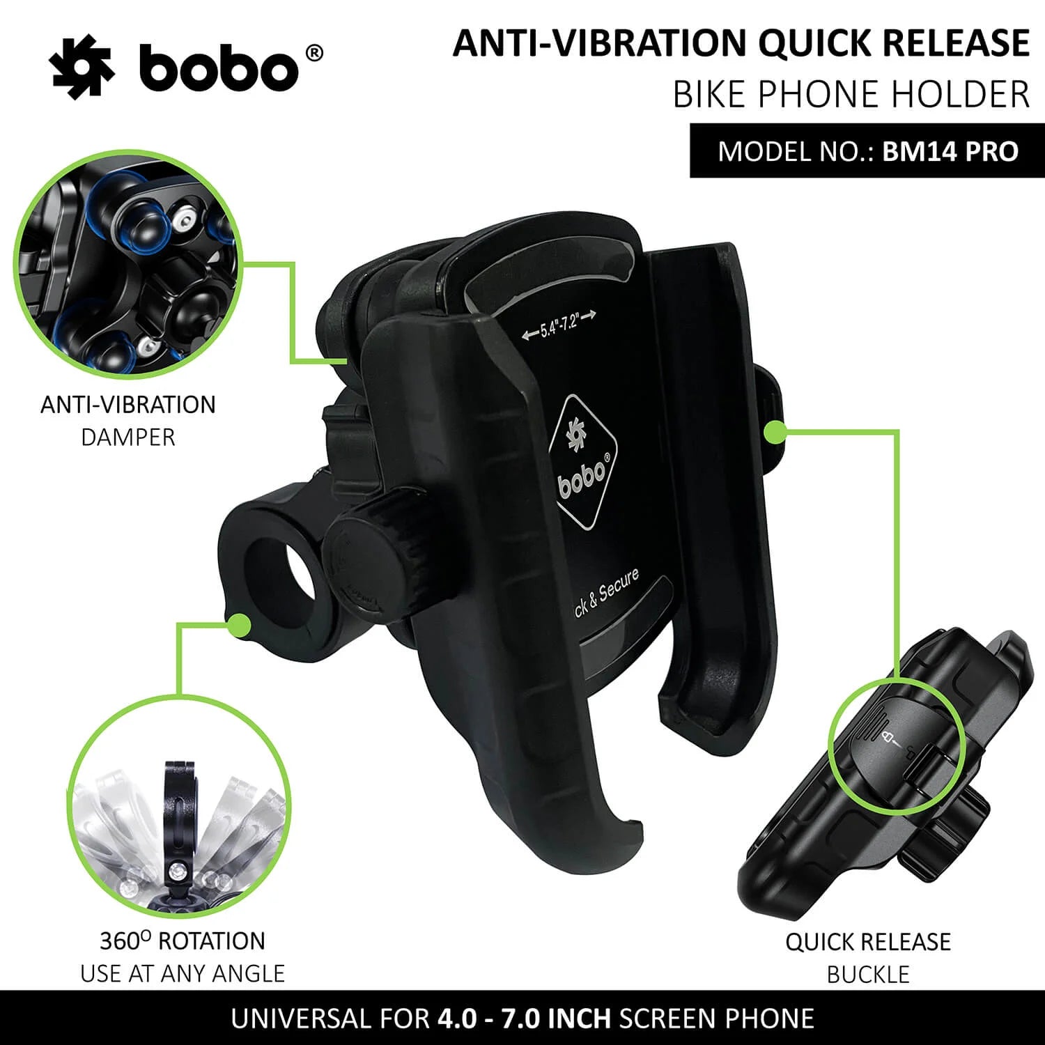 BOBO BM14 PRO X Anti-Vibration Phone Holder with Quick Release