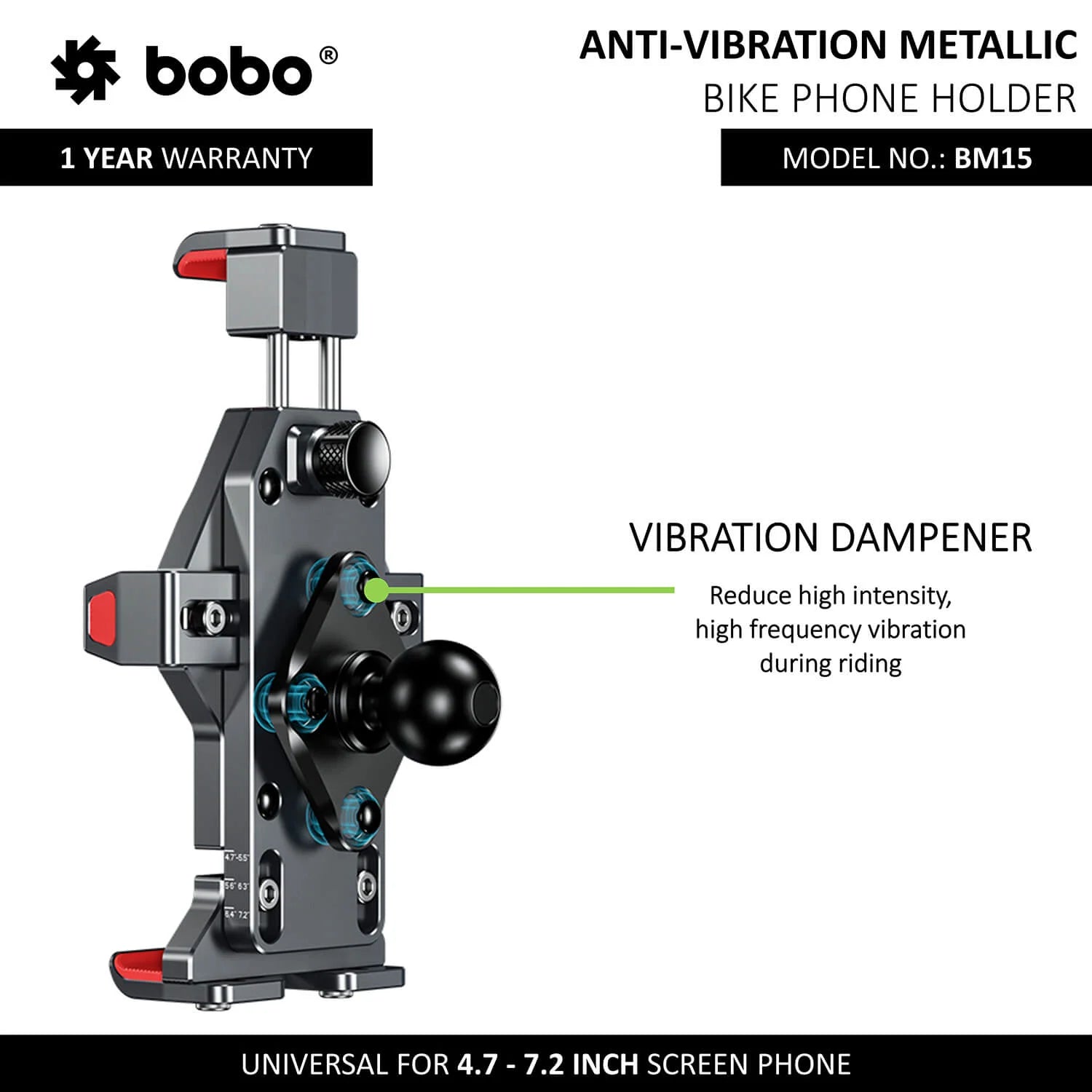 BOBO BM15 Anti-Vibration Metallic Heavy Duty Bike Phone Holder