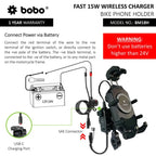 BOBO BM18H/M PRO Anti-Vibration Mount with 15W Wireless Charger & USB-C Charging