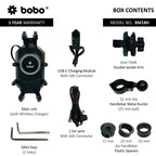 BOBO BM18H/M PRO Anti-Vibration Mount with 15W Wireless Charger & USB-C Charging