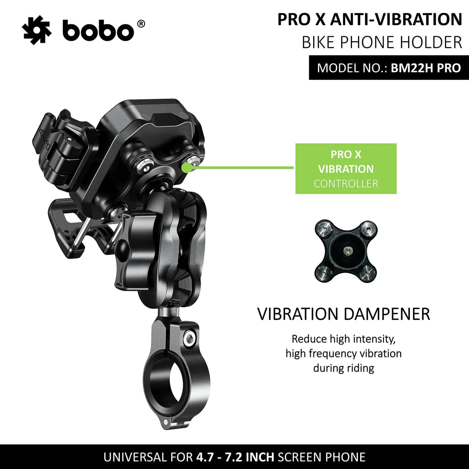 BOBO BM22H/M PRO Anti-Theft Phone Holder with Anti-Vibration and Quick Release