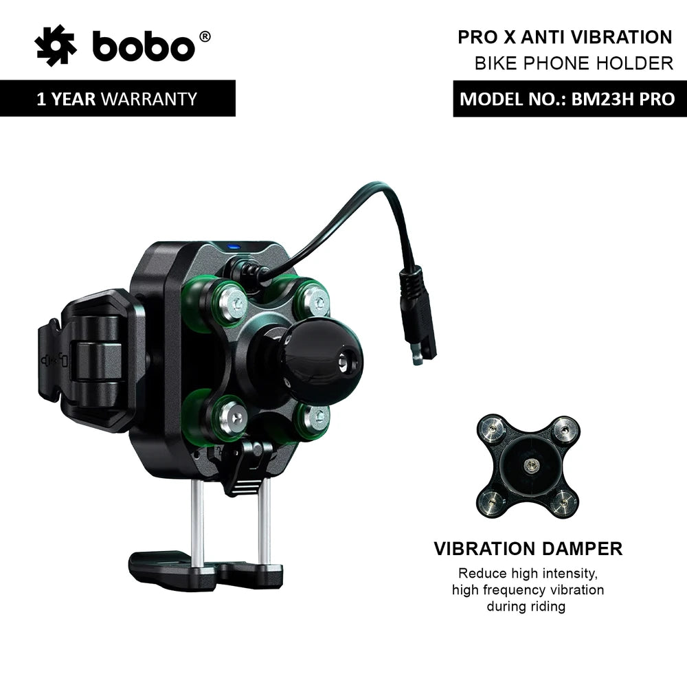 BOBO BM23H/M PRO Phone Holder with Wireless & 36W USB-C Charging and Anti Vibration