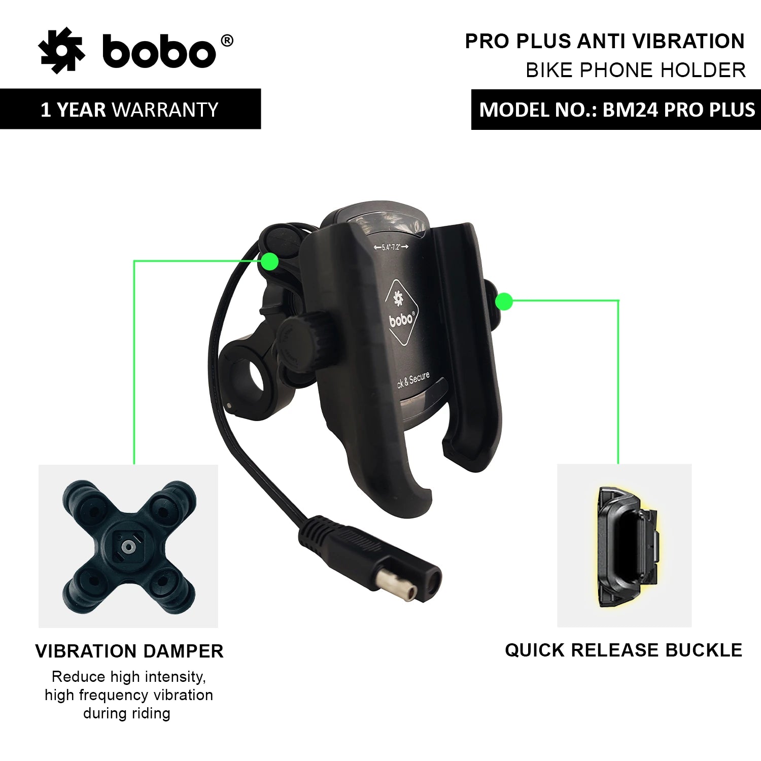 BOBO BM24 PRO PLUS Quick Release Phone Holder with 36W USB-C Charger