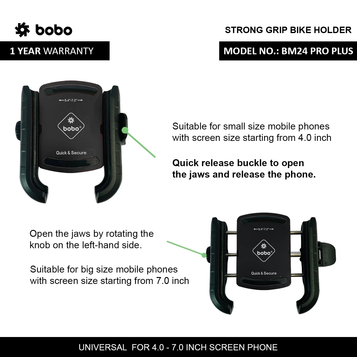 BOBO BM24 PRO PLUS Quick Release Phone Holder with 36W USB-C Charger