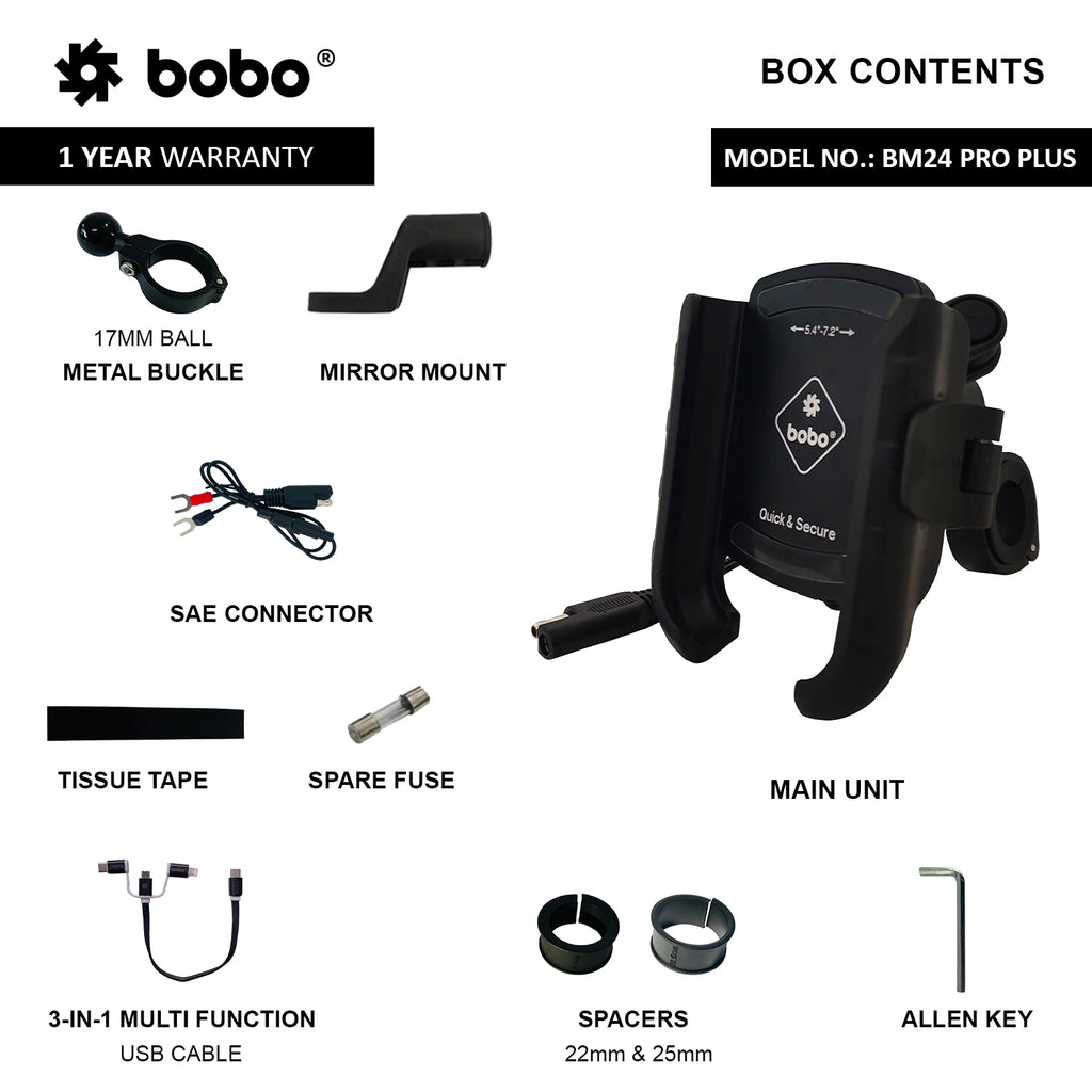 BOBO BM24 PRO PLUS Quick Release Phone Holder with 36W USB-C Charger