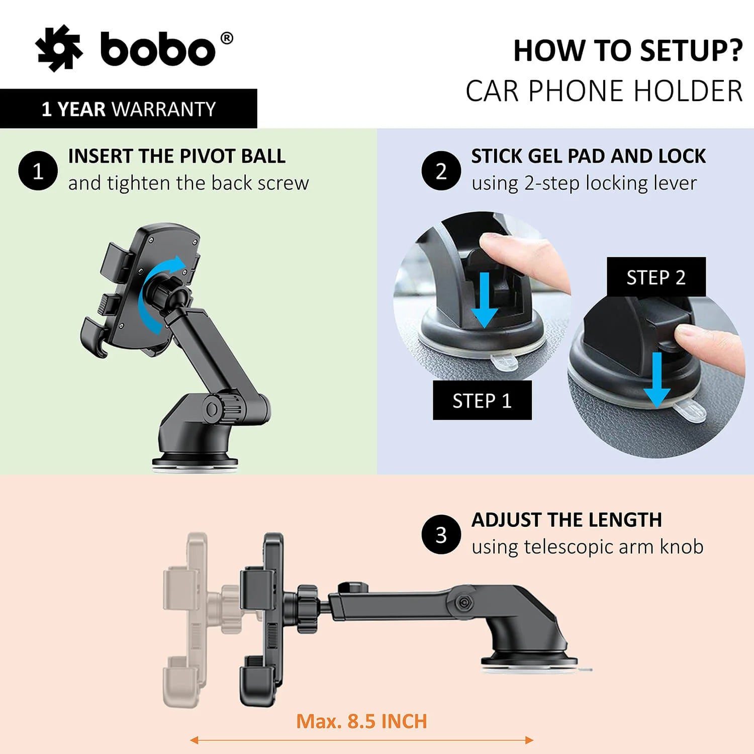BOBO Universal Windshield & Dashboard Phone Holder