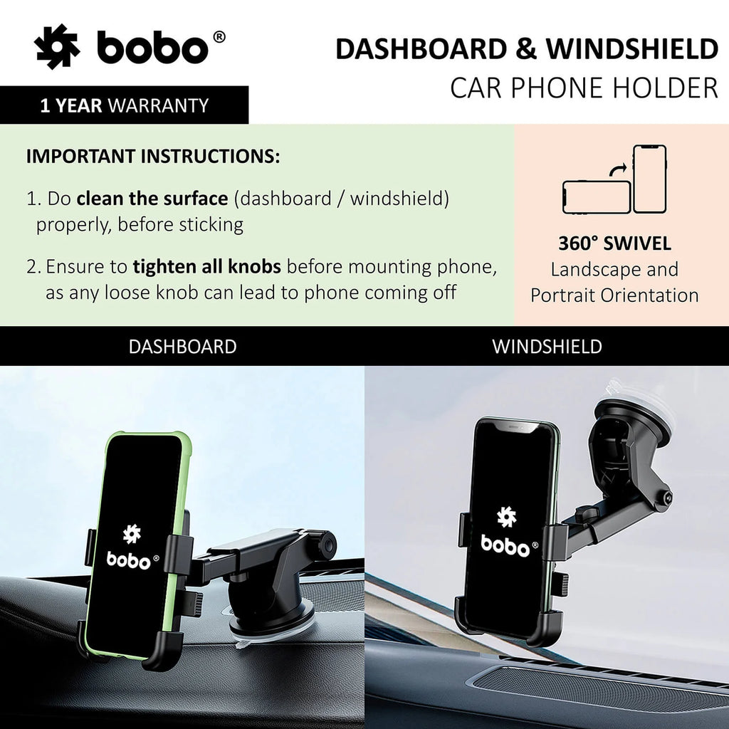 BOBO Universal Windshield & Dashboard Phone Holder