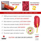 BOBO Car Duster – Premium Wax Treated Strands With Durable Solid Wood Handle – Includes Storage Cover