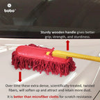 BOBO Car Duster – Premium Wax Treated Strands With Durable Solid Wood Handle – Includes Storage Cover