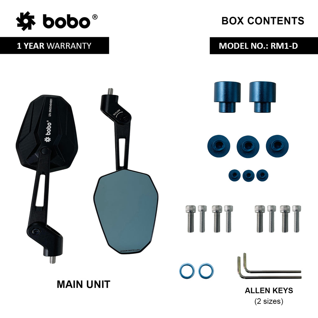 BOBO RM1-D Anti-Glare, Anti-Fog Rearview Bike Mirror