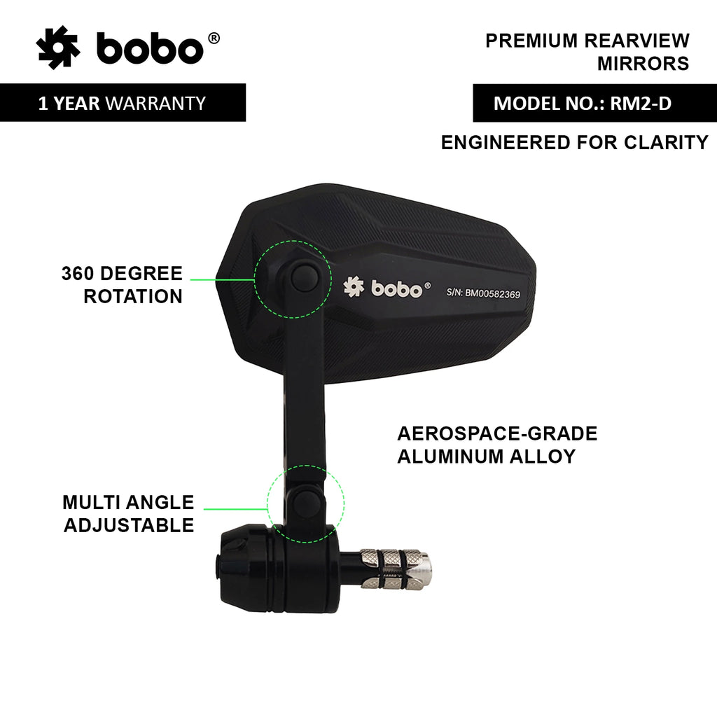 BOBO RM2-D Anti-Glare, Anti-Fog Bike Bar End Mirror