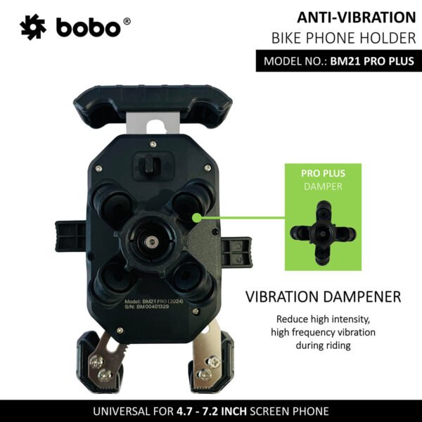 BOBO BM21 PRO PLUS Top & Bottom Corners Secure Grip with PRO PLUS Vibration Damper Bike / Cycle Phone Holder Motorcycle Mobile Mount - Image 2