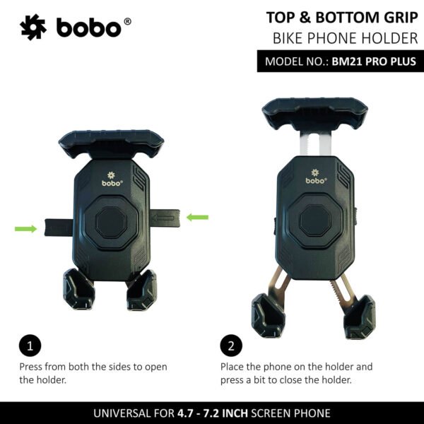 BOBO BM21 PRO PLUS Top & Bottom Corners Secure Grip with PRO PLUS Vibration Damper Bike / Cycle Phone Holder Motorcycle Mobile Mount - Image 3